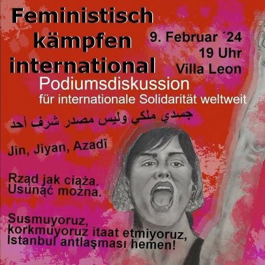 Podiumsdiskussion: „Feministisch kämpfen international!“ am 9. Februar um 19:00 Uhr in der Villa Leon